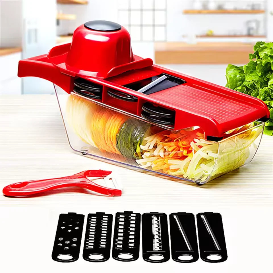 Vegetable Slicer & Shredder Set – 6 Stainless Steel Blades Vegetable Slicer Set Qst