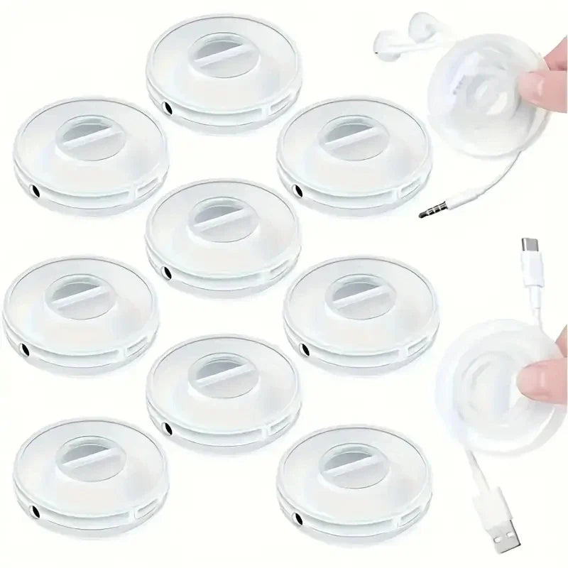 Telescopic USB Cable Organizer – Clear Circular Winding Tube 5pk Cable Storage Organizer Qme
