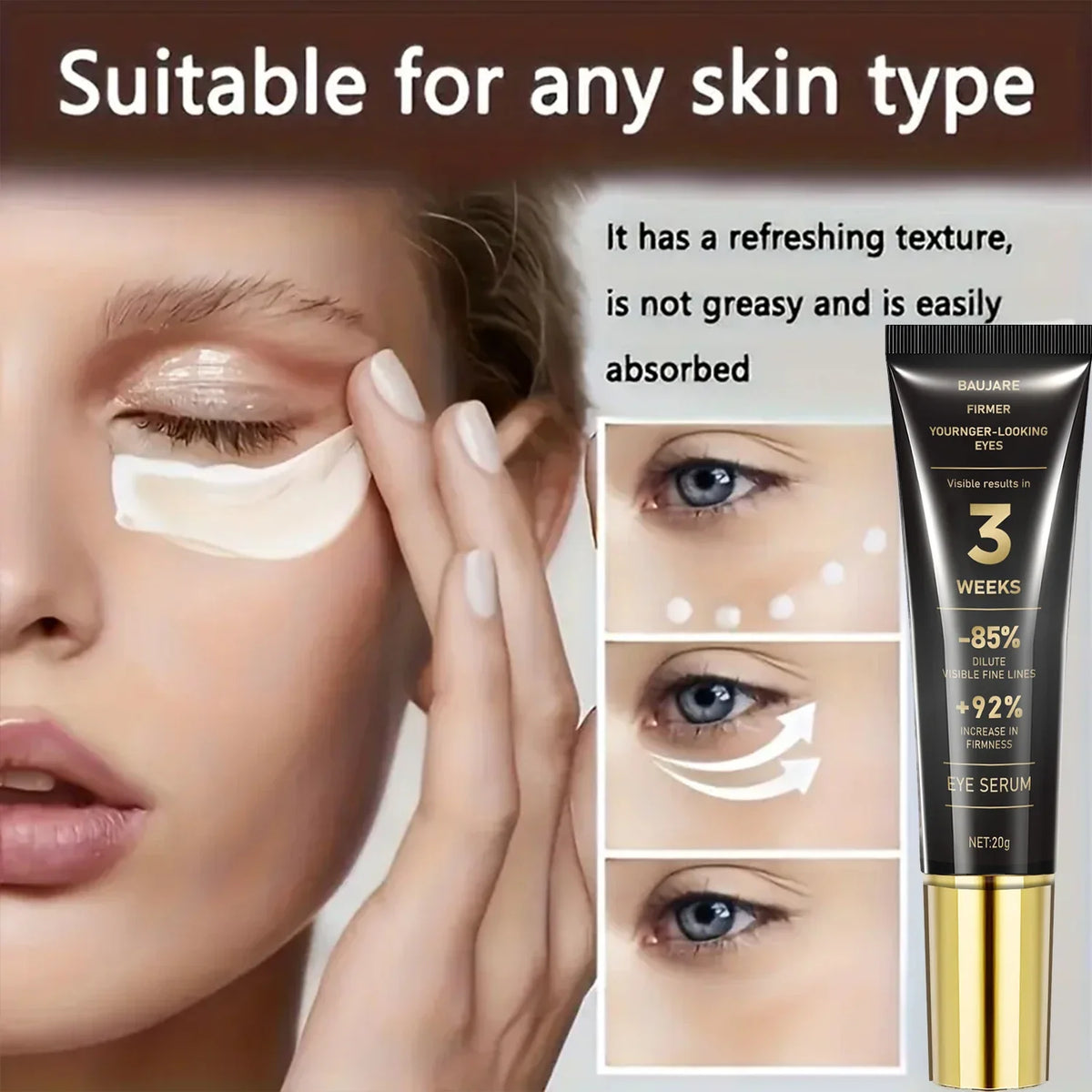 Retinol Caffeine Eye Serum – Lifts, Brightens & Smooths Eye Serum Qme