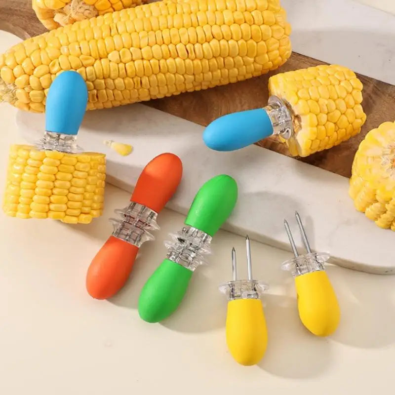 Stainless Steel Corn Cob Holders – BBQ Grilling Forks, 1 Pair BBQ Corn Holders Qst