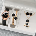 Women's Floral Leather Quartz Watch – Fashion Jewelry Timepiece Women's Fashion Watch Qme black