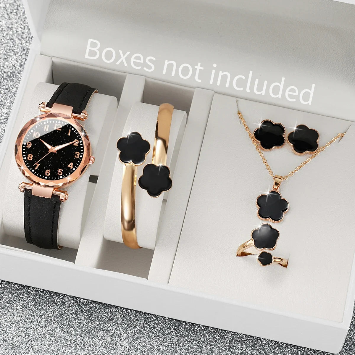 Women's Floral Leather Quartz Watch – Fashion Jewelry Timepiece Women's Fashion Watch Qme black