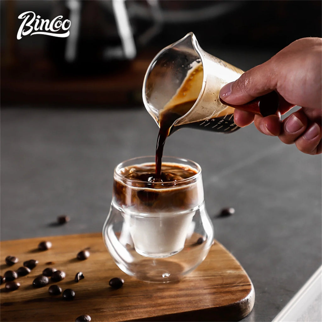 Bincoo 110ml Double Wall Insulated Glass Espresso Cup Glass Coffee Cup Qst