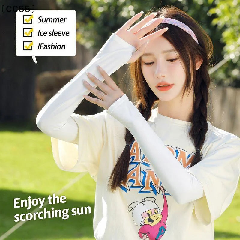 UV Protection Ice Silk Arm Sleeves – Unisex Summer Covers UV Arm Sleeves Qst