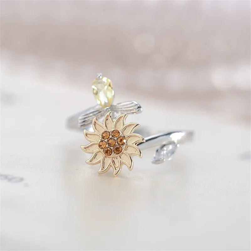 Women's Y2K Daisy Flower Bead Fidget Spinner Ring – 6 Colors Fidget Spinner Ring Qme
