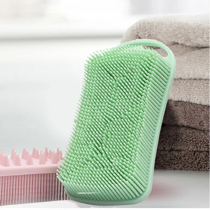 Double-Sided Silicone Shower Brush – Exfoliating Body Scrubber Silicone Body Brush Qme