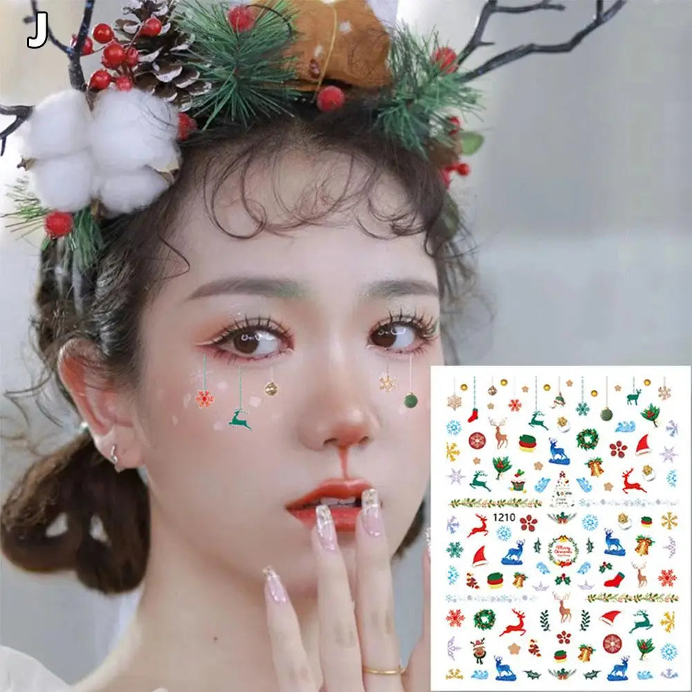 5D Christmas Snowflake Face & Eye Makeup Stickers | 12 Colors Eye Makeup Stickers Qme J CN