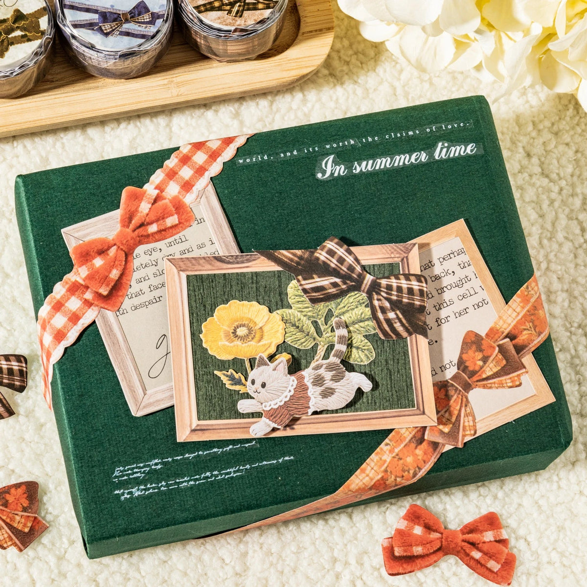 Bow Pattern Die-Cut Washi Tape | Fabric Texture DIY Craft Roll Decorative Washi Tape Qme