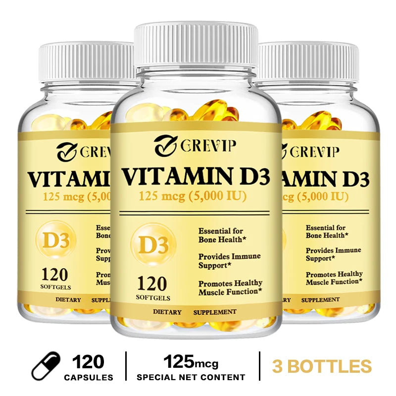 Coolkin Vitamin D3 Supplement – Immune & Muscle Support Vitamin D3 Supplement Qst 120 Capsule-3bottles