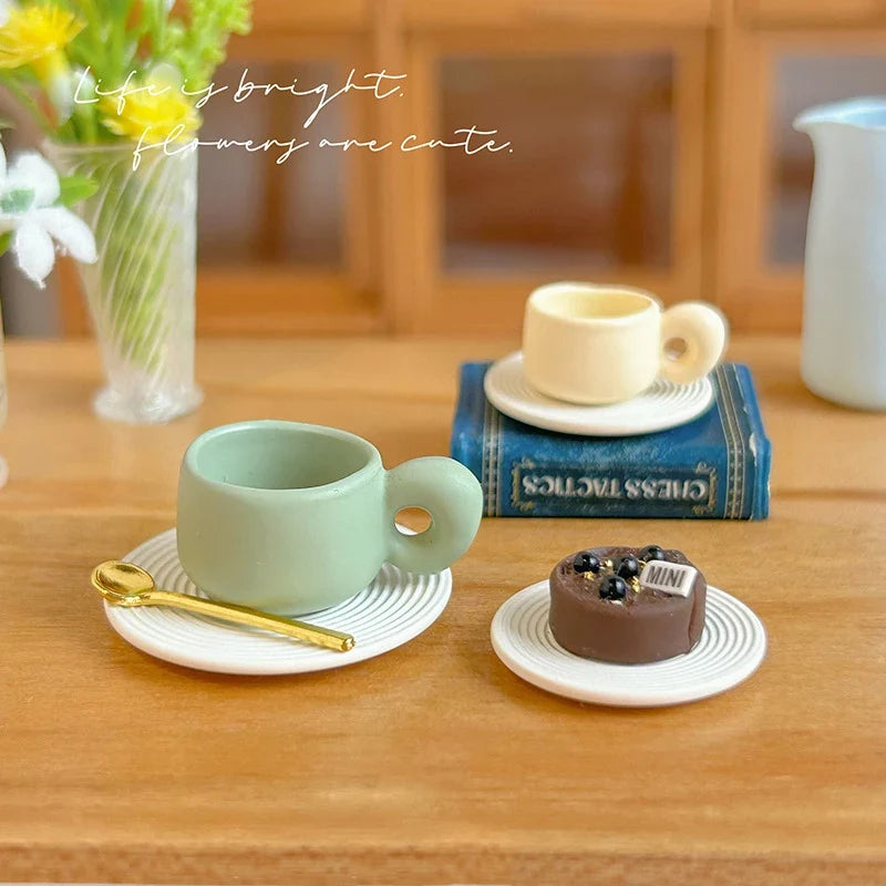 Dollhouse Miniature French Retro Coffee Cup with Handle Dollhouse Miniature Qme
