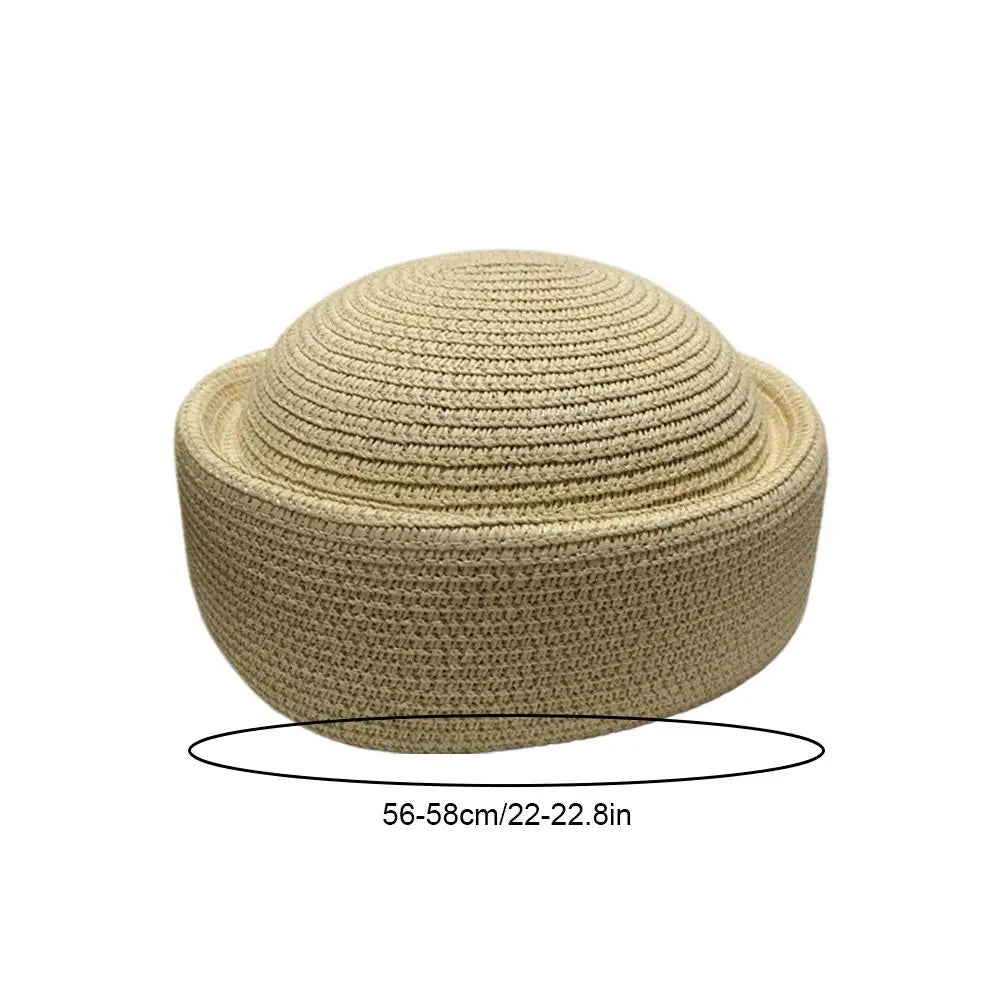 Women's Round Raffia Straw Hat | Breathable Summer Sun Hat Straw Sun Hat Qme