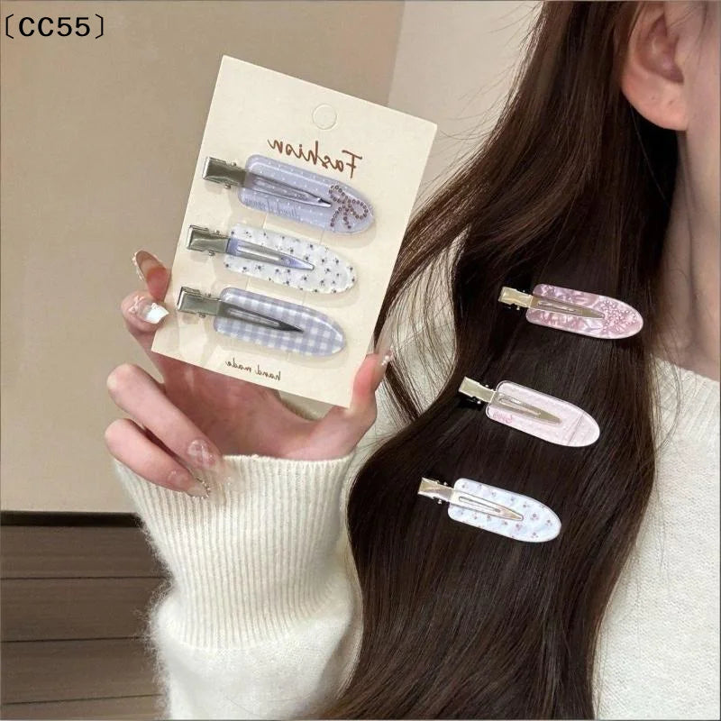 Korean Rhinestone Hairpin Set – Cute Side Bang Clips 3pcs Rhinestone Hair Clips Qst