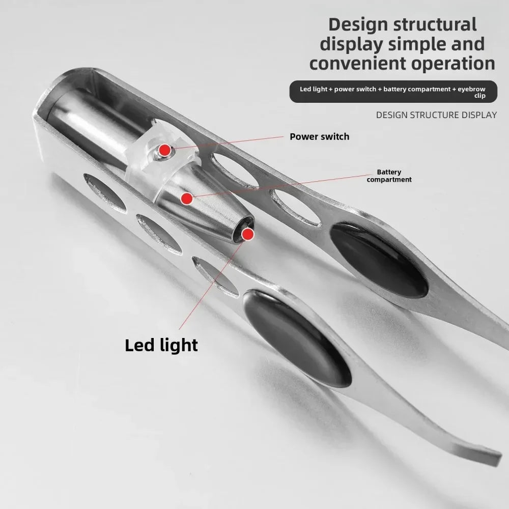 LED Lighted Eyebrow Tweezers – Precision Illuminated Beauty Tool Illuminated Tweezers Qme