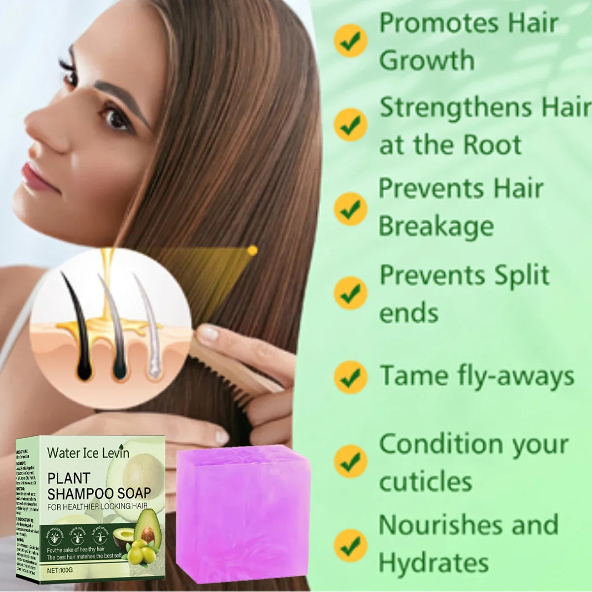 Plant Collagen Moisturizing Shampoo Bar with Olive Oil | Qme Moisturizing Shampoo Bar Qme