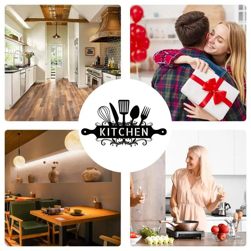 Rustic Black Farmhouse Kitchen Sign Wall Decor | 14x8 in Kitchen Wall Sign Qme