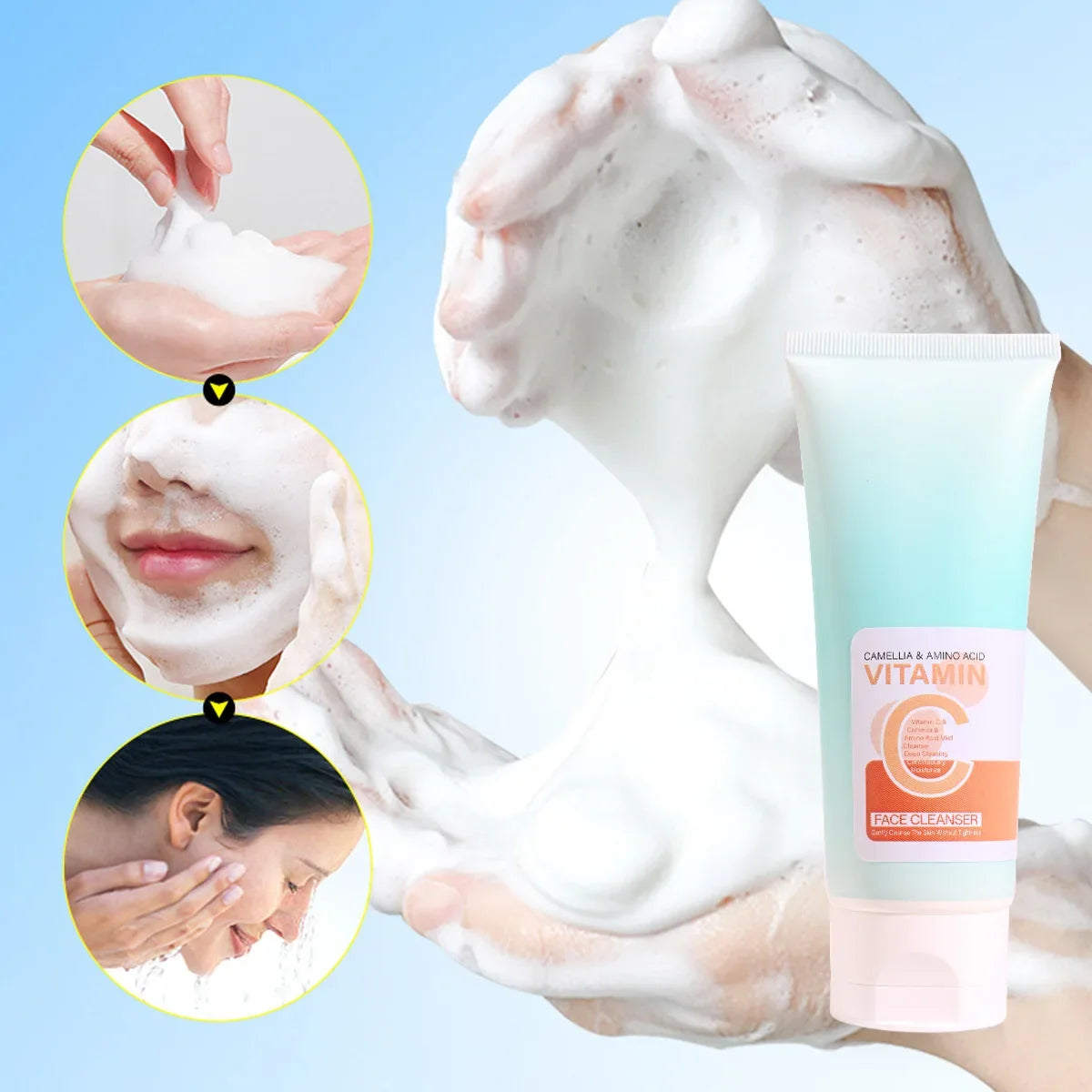 Vitamin C Facial Cleanser with Hyaluronic Acid | Qme Herbal Facial Cleanser Qme