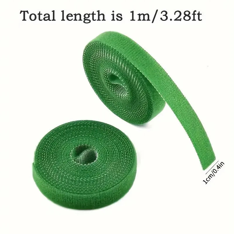 3 Rolls Green Garden Twine Plant Ties Nylon Hook & Loop Garden Plant Ties Qme