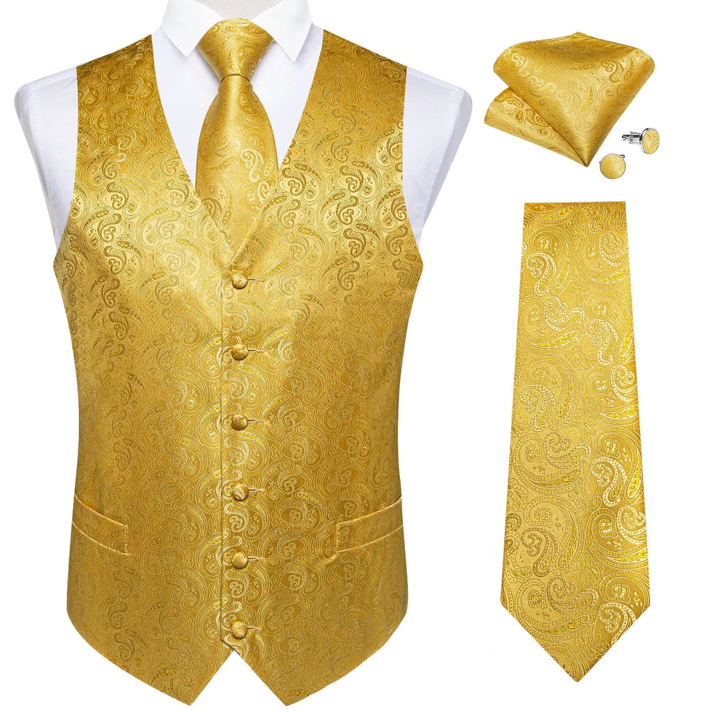 Men's Formal Suit Vest, Necktie & Pocket Square Set | Qme Formal Vest Set Qme