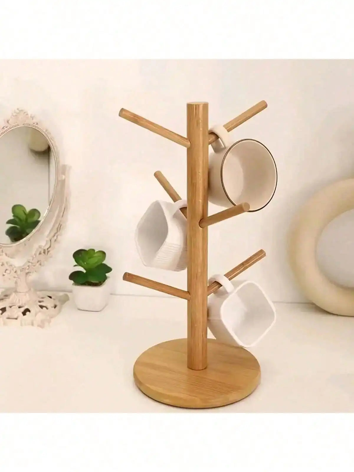 Bamboo Cup Holder Kitchen Organizer Rack for Mugs Kitchen Organizer Rack Qme