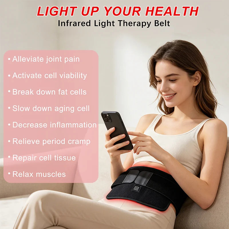 60 LED Red Light Therapy Belt 660nm 850nm | Back Waist Knee Red Light Therapy Belt Qst