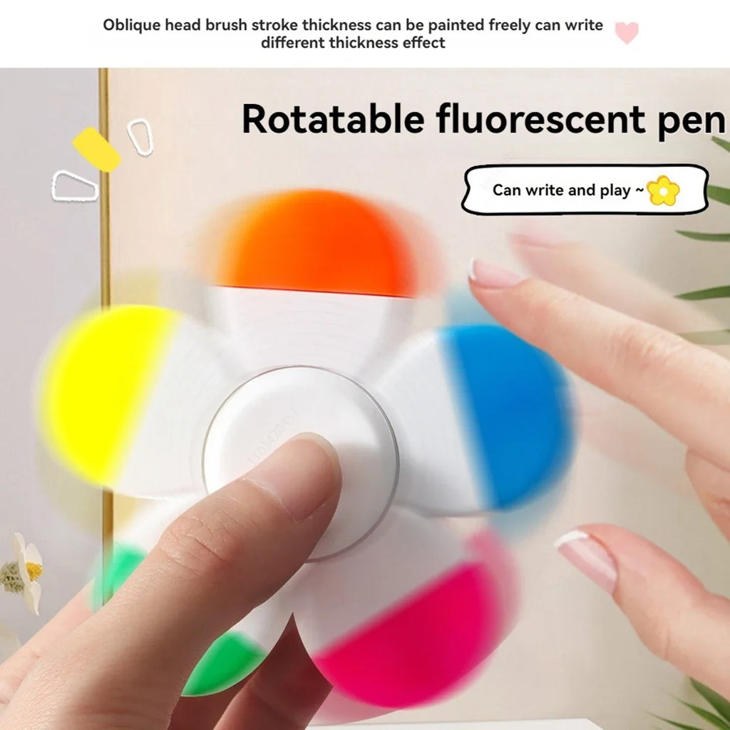 Cute Mini Rotary Highlighters – 5 Colors No Bleed | Qme Rotary Highlighter Set Qme