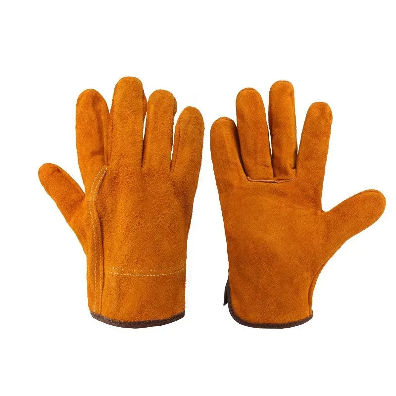 2 Pairs Cowhide Welding Gloves – Heat Resistant Work Gloves Welding Work Gloves Qme