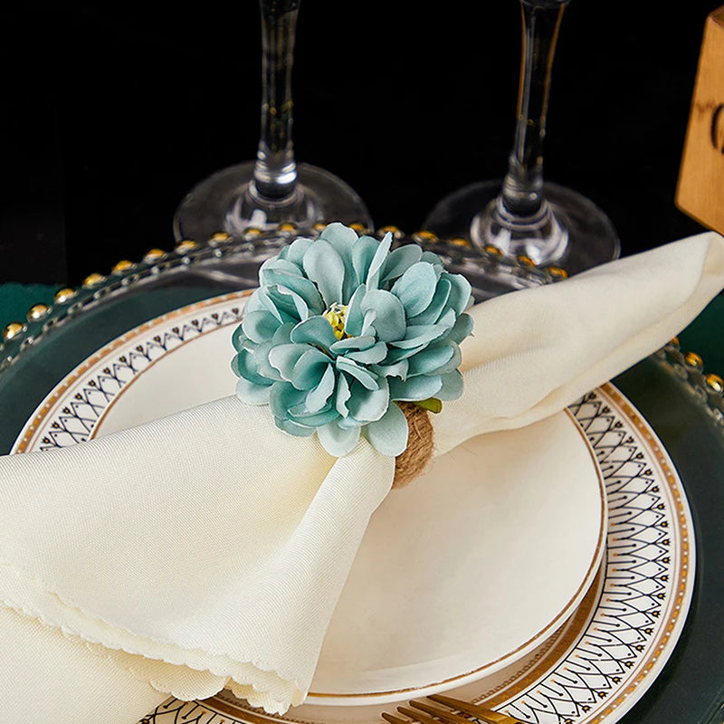 6Pcs Artificial Flower Napkin Rings – Floral Table Decor Floral Napkin Rings Qst