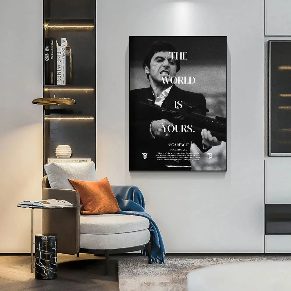 Scarface "The World Is Yours" Canvas Wall Art Movie Poster Print Canvas Wall Art Qst