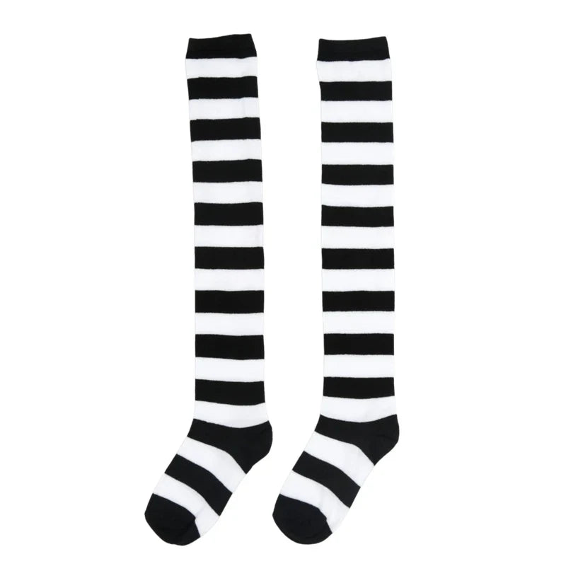 Women's Striped Over-the-Knee Long Socks – 18 Colors Over-the-Knee Socks Qme A2 One Size