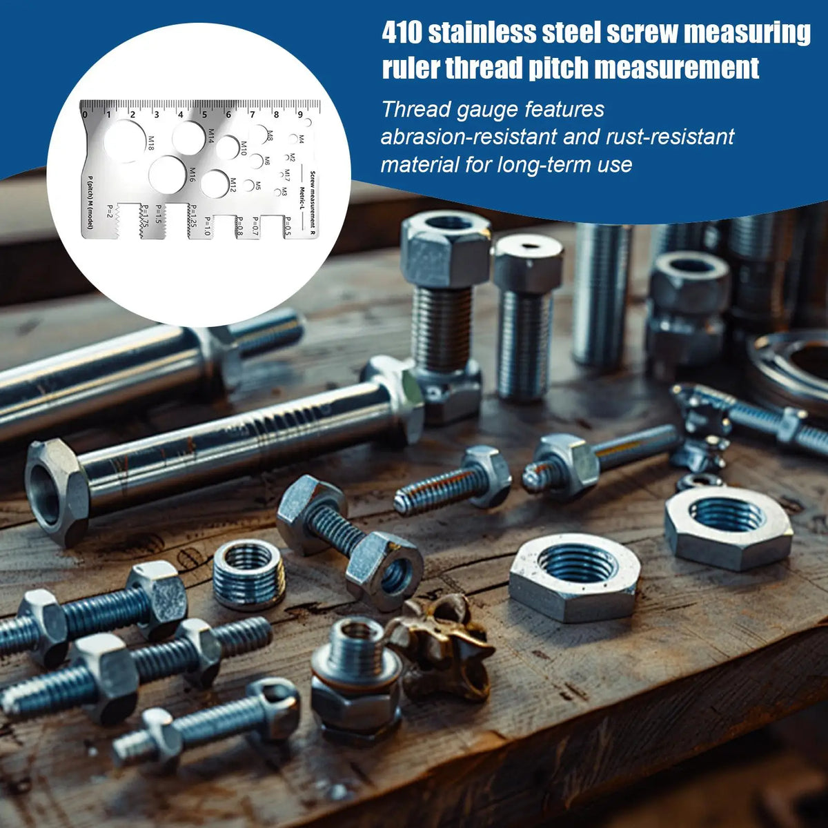 Stainless Steel Thread Gauge Screw Measuring Ruler Thread Gauge Ruler Qme