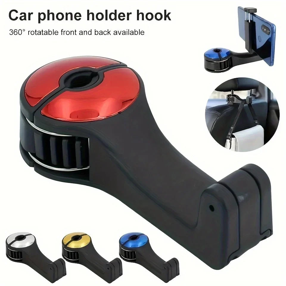 Car Headrest Hook & Phone Holder – Seat Back Hanger Car Seat Hook Qme