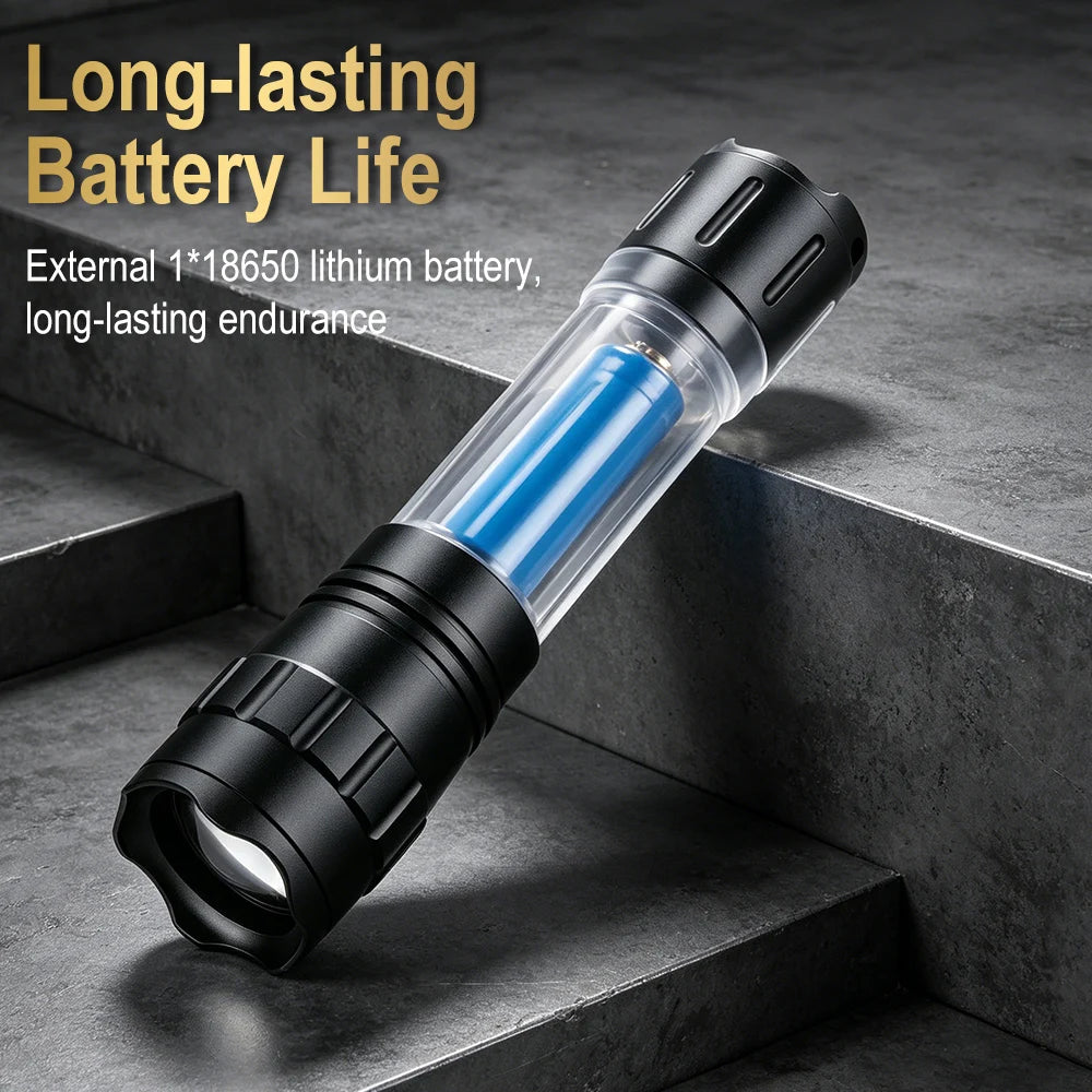 BORUiT 800LM Zoomable LED Flashlight – 3-Color Camping Torch LED Flashlight Torch Qst