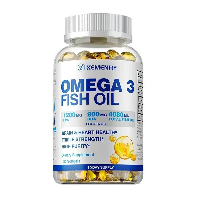 Xemenry Omega-3 Fish Oil Soft Gels | EPA & DHA Supplement Omega-3 Supplement Qst 30 Capsules