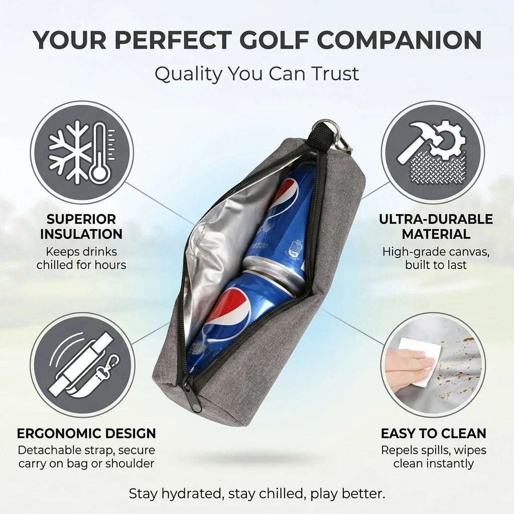 Cylindrical Golf Cooler Bag – Insulated Ice & Drink Tote Insulated Cooler Bag Qme