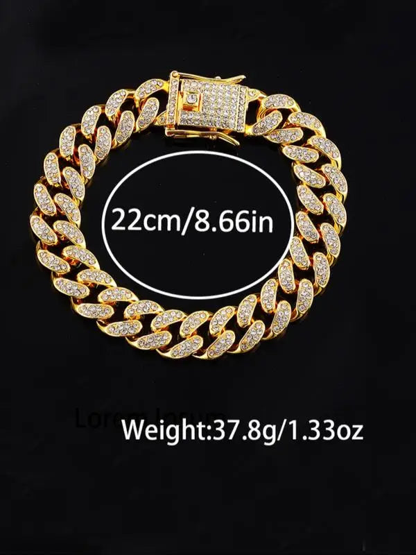 Stainless Steel Watch Roman Numerals Cuban Link Bracelet Set Watch & Jewelry Set Qme