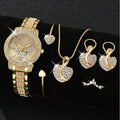 Women's Gold Quartz Watch & Jewelry Set – Ring, Necklace, Earring Watch & Jewelry Set Qme Gold