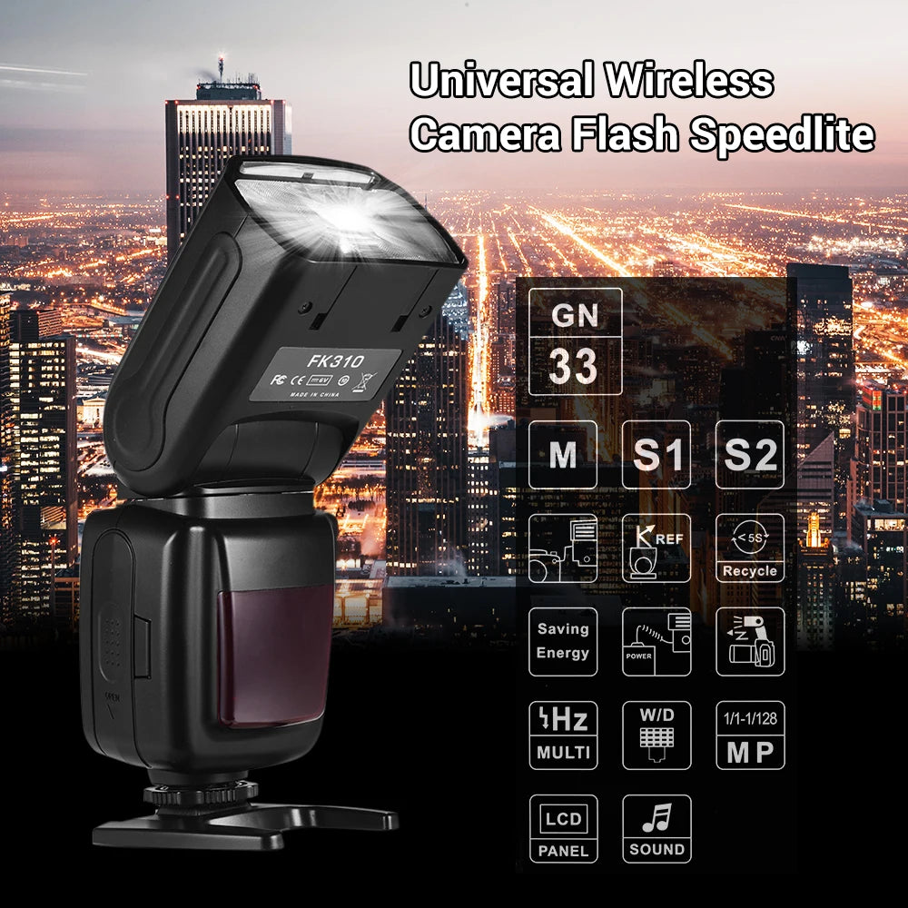 Wireless Speedlite Flash GN33 LCD Display for DSLR Cameras Camera Flash Speedlite Qst
