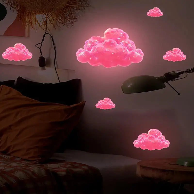 Glow-in-the-Dark Pink Cloud Wall Decals – Luminous Stickers Wall Decal Sticker Qme