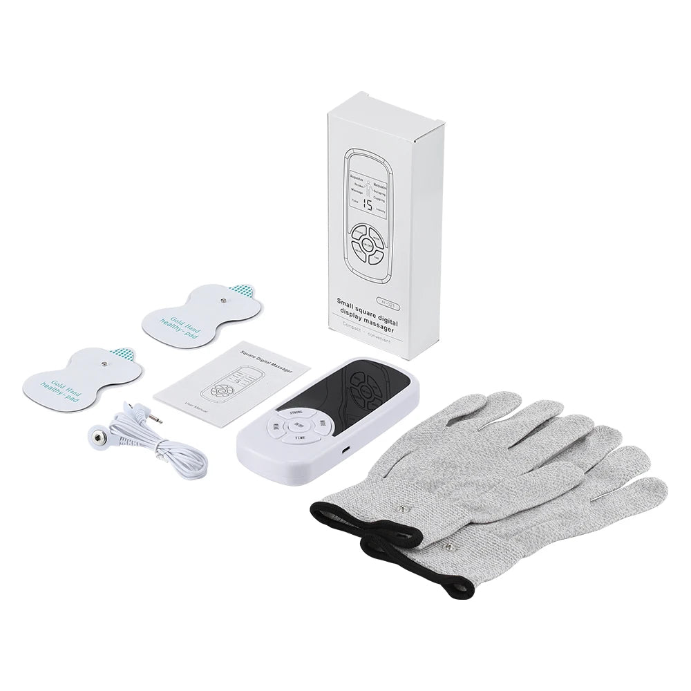 Portable Pulse Neck Massager – 6 Modes, 15 Levels & LCD Timer Pulse Massager Qst Gloves included No plug