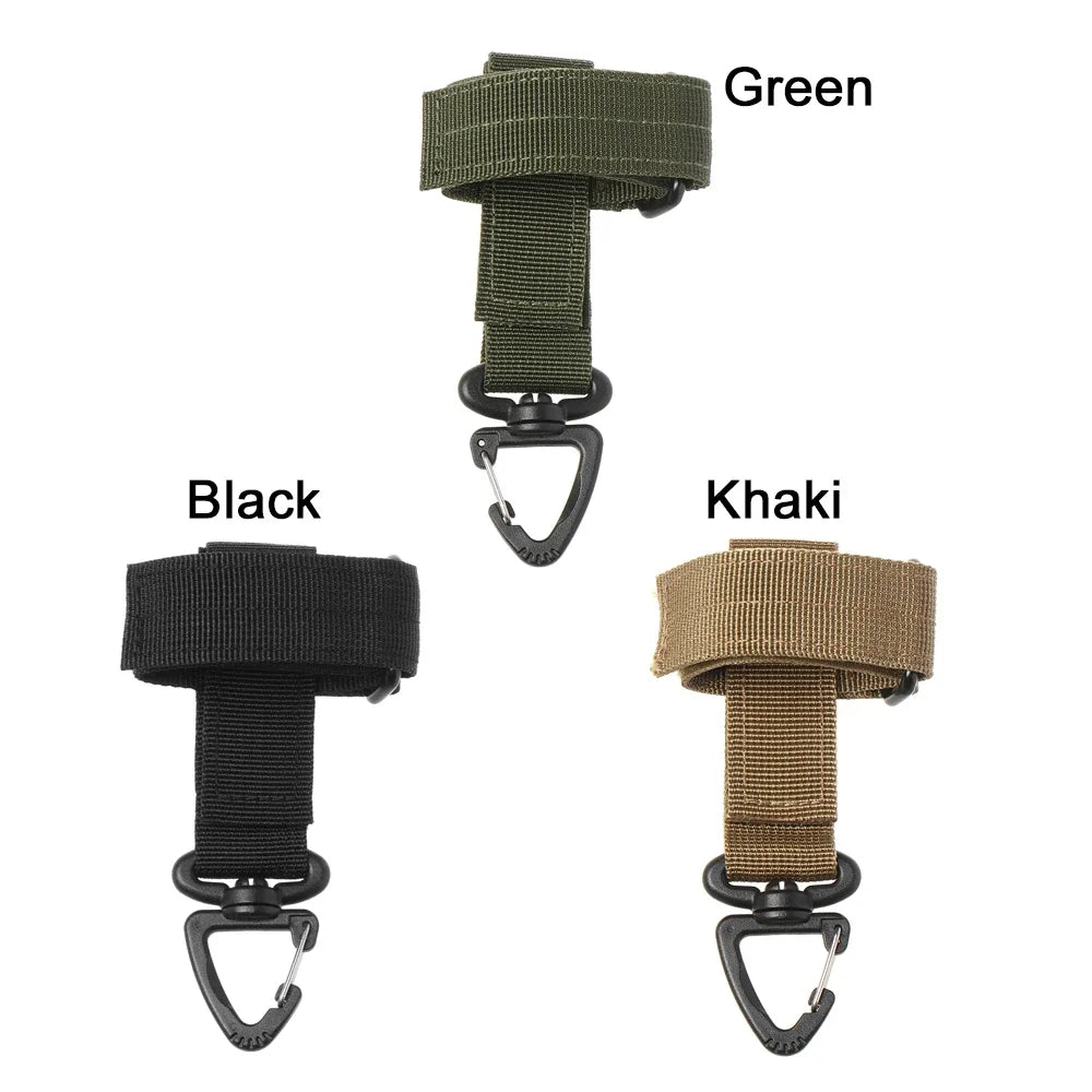 Tactical Nylon Glove Clip | Outdoor Camping Safety Hook Gear Safety Clip Qme khaki