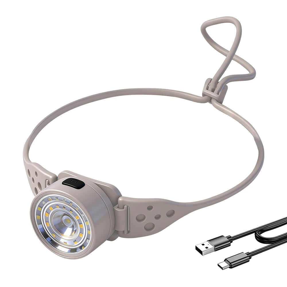 BORUiT LED Headlamp 300LM USB-C Rechargeable Waterproof 5 Modes Rechargeable Headlamp Qst White