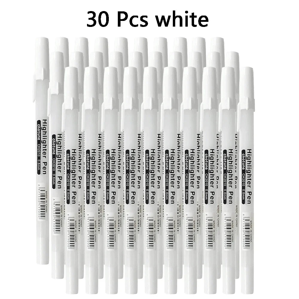 White Highlighter Pens for Art, Graffiti & Outlining | 12 or 20 Pack White Highlighter Pens Qme 30 Pcs white