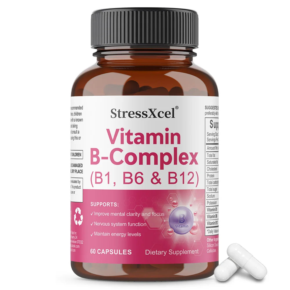 ZENVITALIZE Vitamin B Complex B1 B6 B12 Capsules – 60ct USA Vitamin B Supplement Qst 60 count-1 bottle