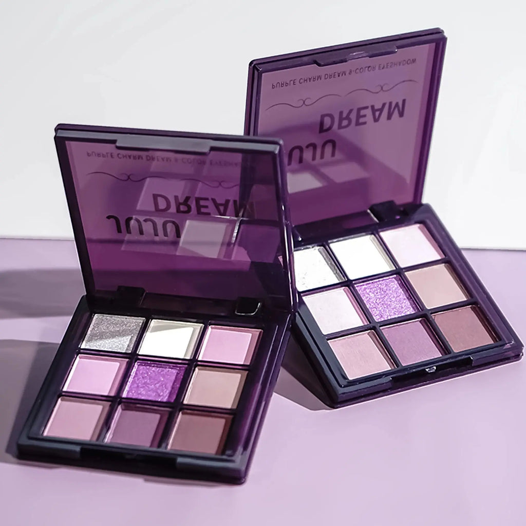 Purple Eyeshadow Palette – 9 Shimmery Natural Finish Colors Eyeshadow Palette Qme