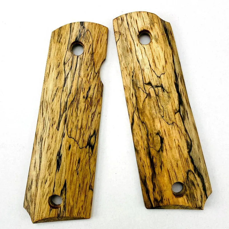 Spalted Maple Wood 1911 Grips – Natural Figured Handle Pair Pistol Grip Panels Qst Default Title