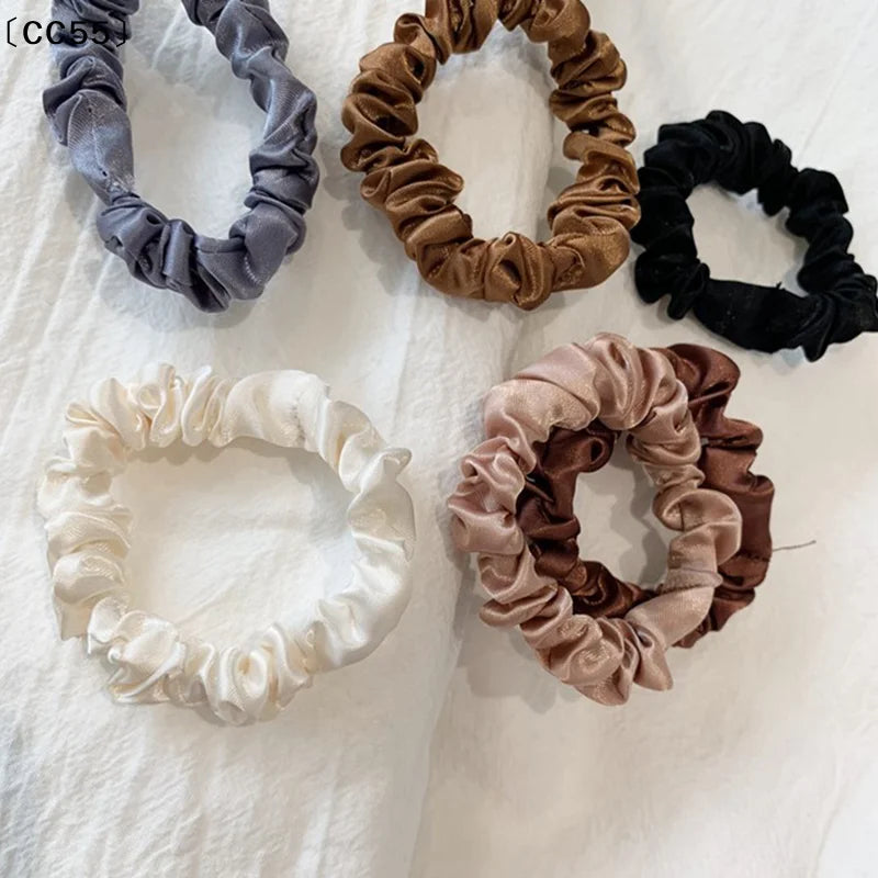 6-Pack Satin Scrunchies – Elastic Hair Ties for Women & Kids Satin Scrunchies Qst