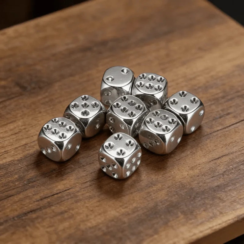 Metallic 6-Sided Dice Set for DND RPG Tabletop Board Games Metallic Dice Set Qme