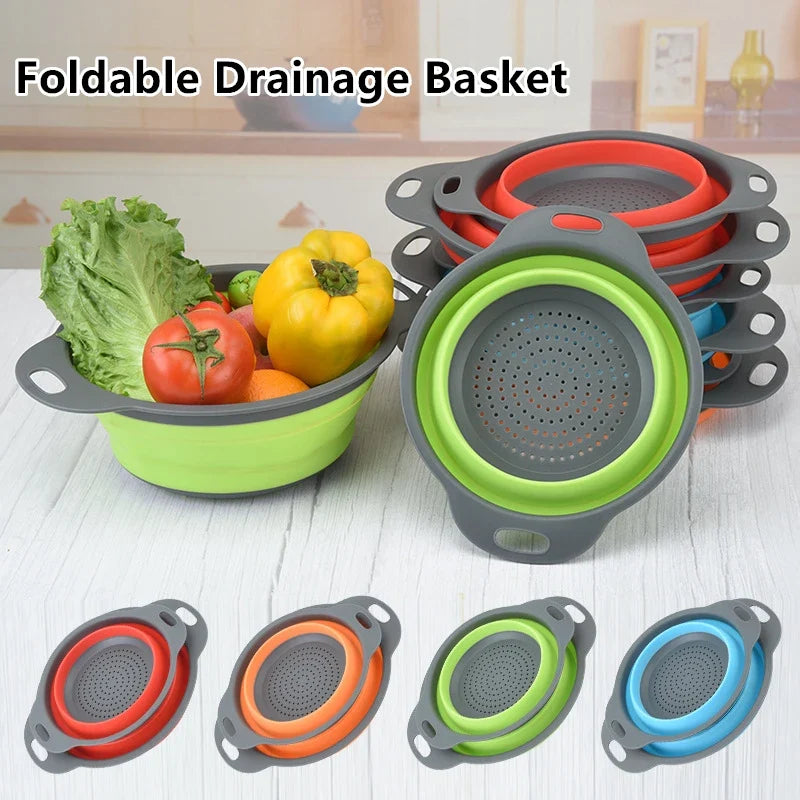 Foldable Silicone Fruit & Vegetable Washing Basket Colander Silicone Colander Qme