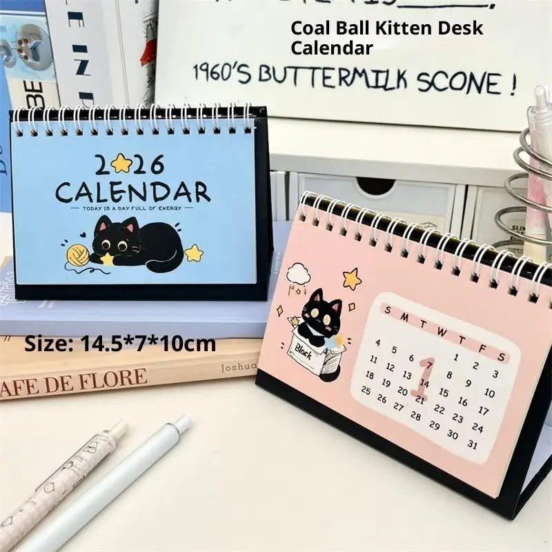 2026 Mini Desk Calendar – Cute Cat & Horse Design | Portable Mini Desk Calendar Qme