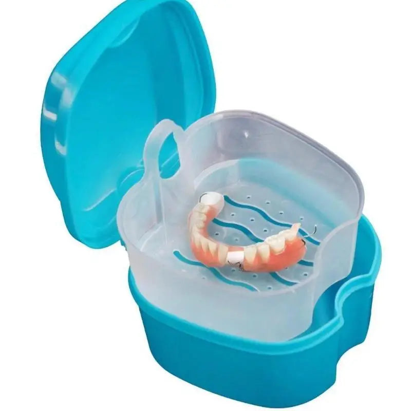 Portable Denture Storage Box with Leak-Proof Hanging Net Denture Storage Case Qme